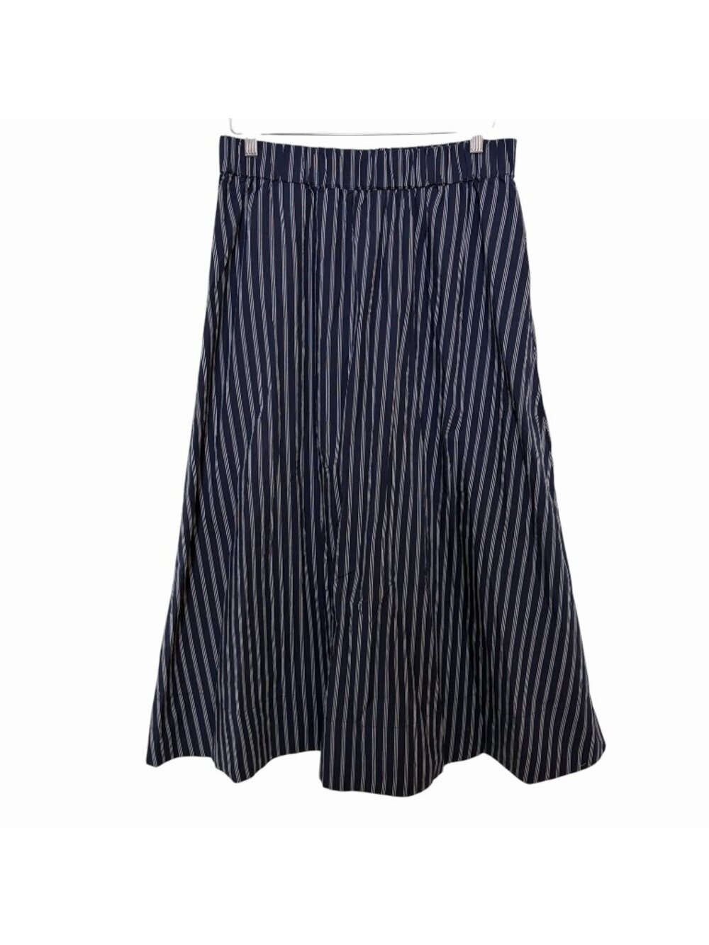 Ellen Tracy Navy Striped Pull On Maxi Skirt Size Medium